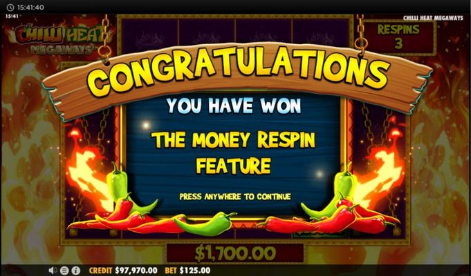 Chilli Heat Megaways :: Money Respin Feature awarded