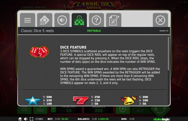 Classic Dice 5 Reels :: Feature Rules