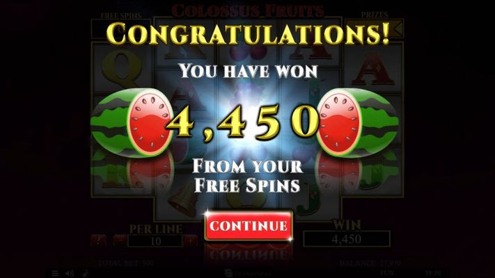 Total free spins payout