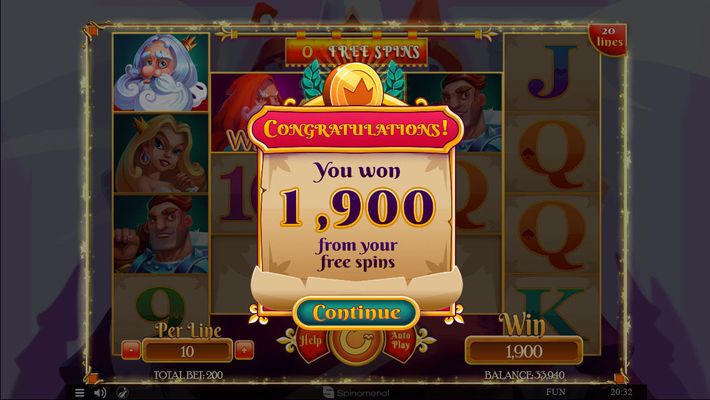 Total free spins payout