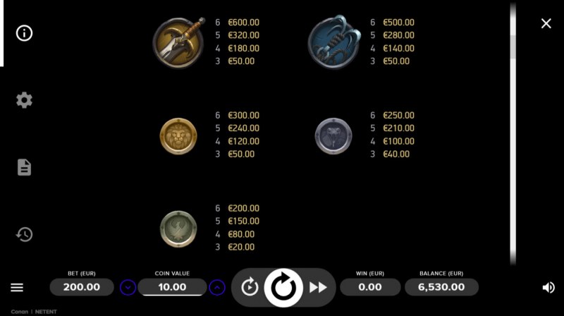 Paytable - Low Value Symbols