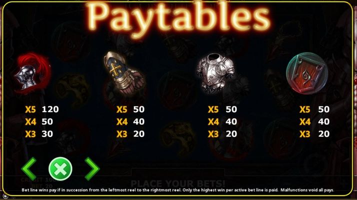 Paytable - Low Value Symbols