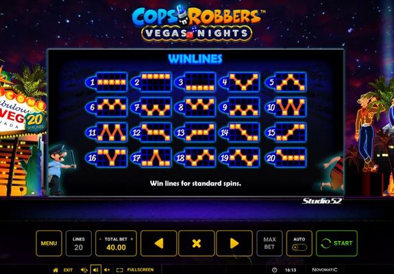 Cops & Robbers Vegas Nights :: Paylines 1-20