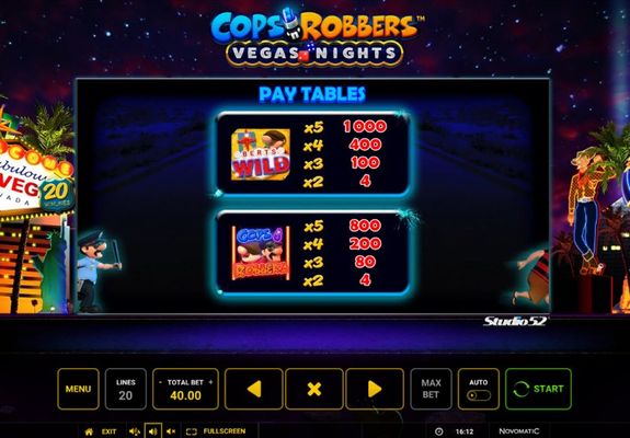 Cops & Robbers Vegas Nights :: Paytable - High Value Symbols