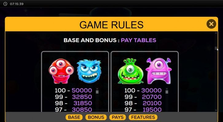 Paytable - High Value Symbols