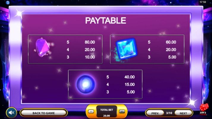 Paytable - Medium Value Symbols