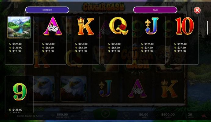 Low Value Symbols Paytable