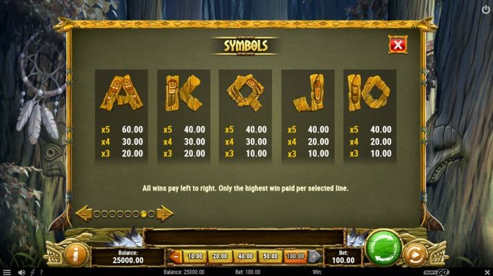 Paytable - Low Value Symbols