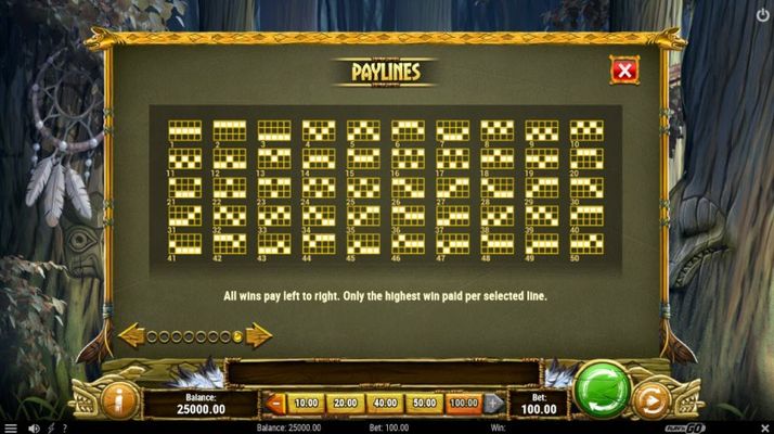 Paylines 1-50