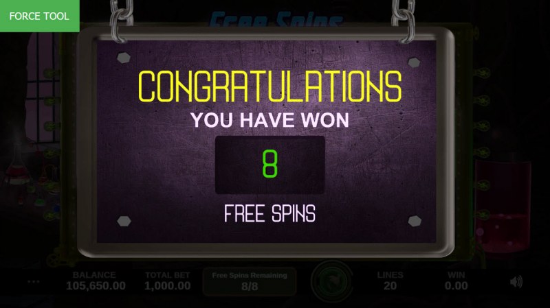 8 Free Spins Awarded