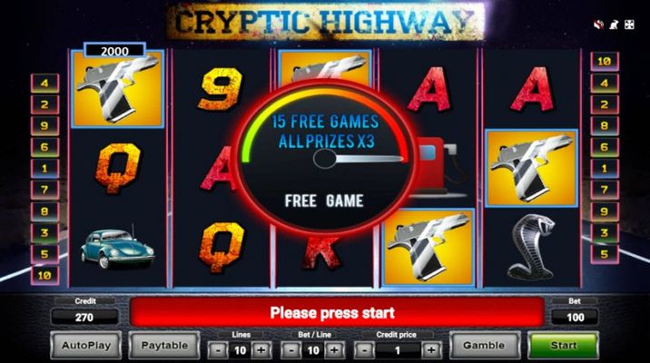 Cryptic Highway :: Scatter symbols triggers the free spins feature