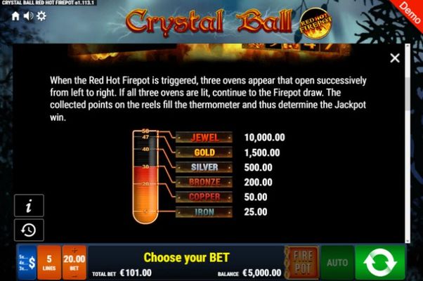 Crystal Ball Red Hot Fire Pot :: Bonus Game Rules