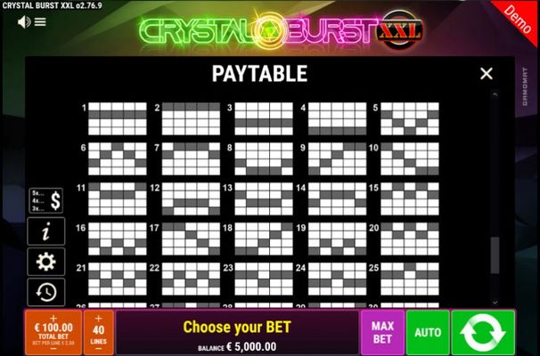 Crystal Burst XXL :: Paylines 1-25