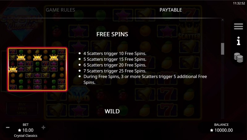 Crystal Classics :: Free Spin Feature Rules