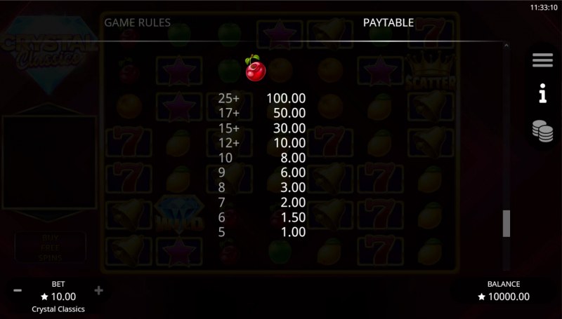 Paytable - Low Value Symbols