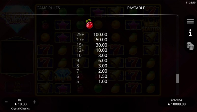 Paytable - Low Value Symbols