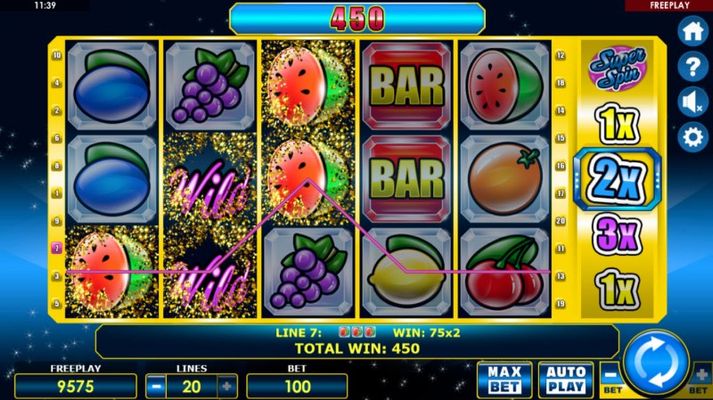 Crystal Fruits :: Multiple winning paylines with a 2X win multiplier