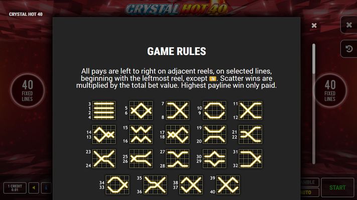Crystal Hot 40 :: General Game Rules