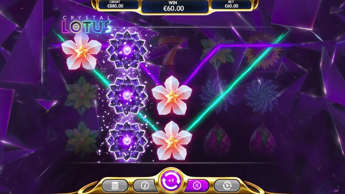 Crystal Lotus :: Stacked wilds trigger multiple winning paylines