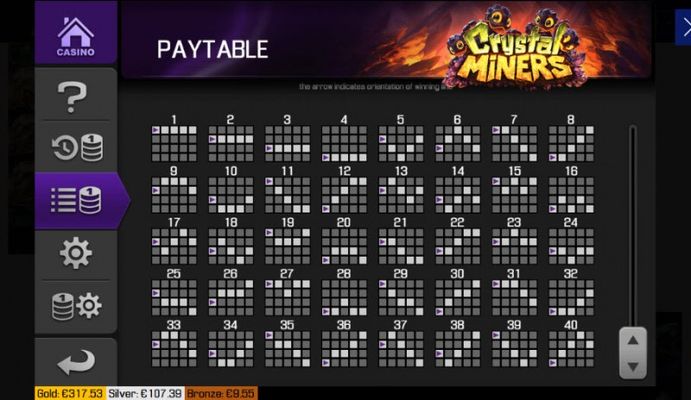 Crystal Miners :: Paylines 1-40