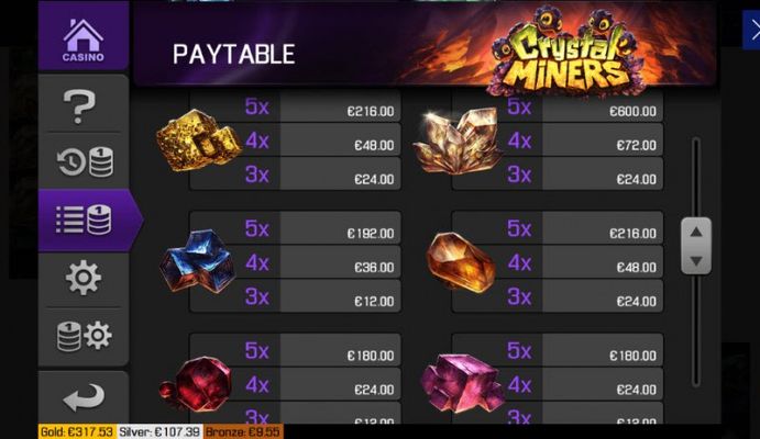 Paytable - Low Value Symbols