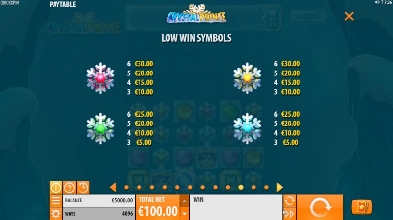 Paytable - Low Value Symbols