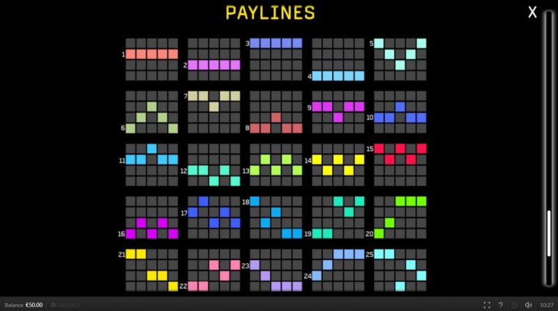 Paylines 1-25