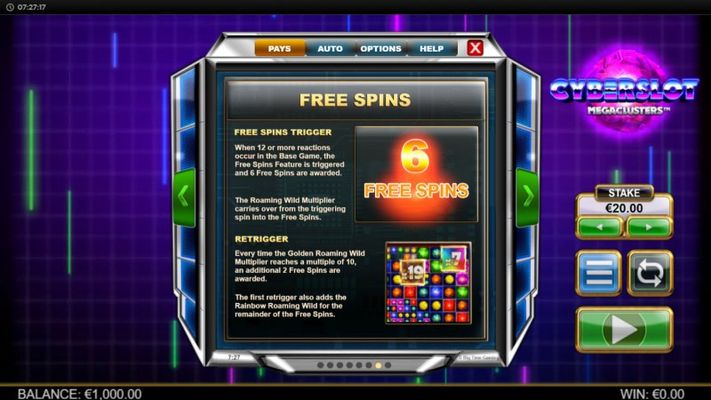 Cyberslot Megaways :: Free Spin Feature Rules