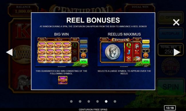 Reel Bonuses Rules - Continued