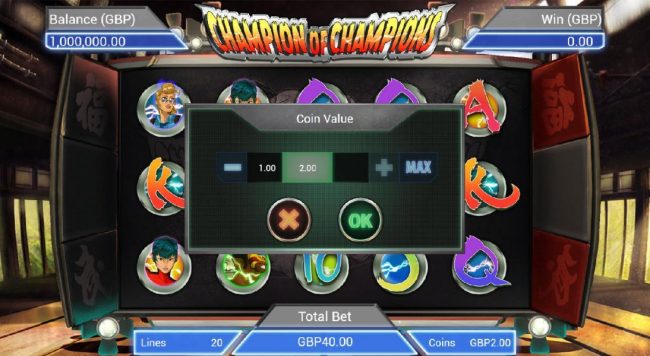 The bet level can be easliy adjusted by clicking on the bet and using the plus or minus buttons to select an appropriate bet level that suits your playing style.