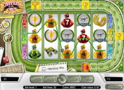 three scatter symbols triggers 10 free spins