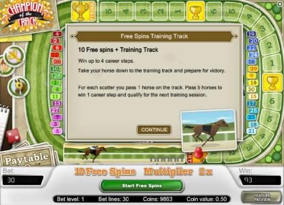 free spins training track - feature rules and how to play