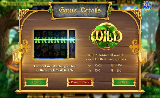4-leaf clover is wild and substitutes all symbols except 6th reel bonus symbols.