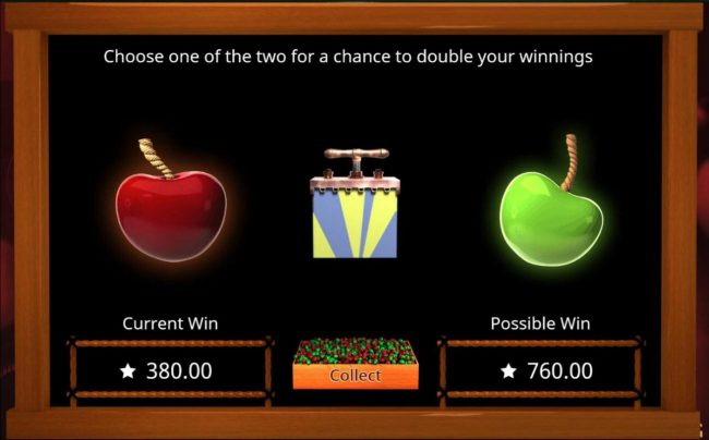 Double or Nothing Gamble Feature - Choose one of the two for a chance to double your winnings.
