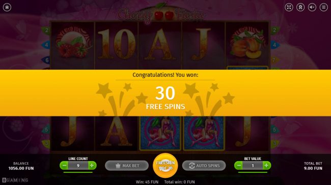 30 Free Spins Awarded