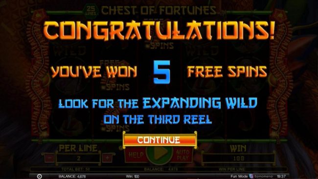 3 or more scatters triggers 5 free spins