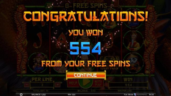 You won 554 from your free spins
