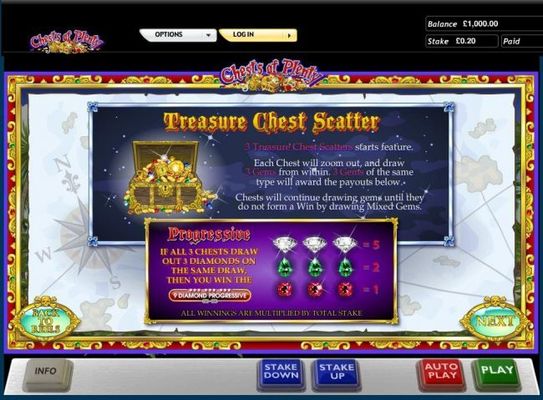 3 Treasure Chest scatters starts the feature.