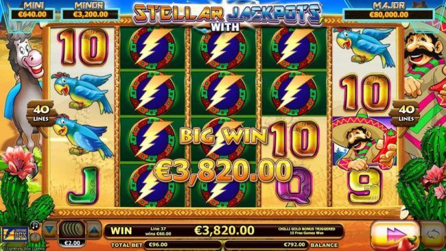 Wild symbols across reels 2, 3 and 4 trigger multiple winning paylines and a 3,820.00 big win!