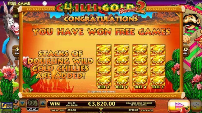 Free games have been awarded - Stacks of doubling wild gold chillies are added!