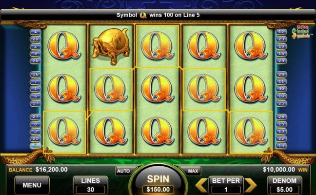 Multiple winning paylines triggers a 10,000 mega win