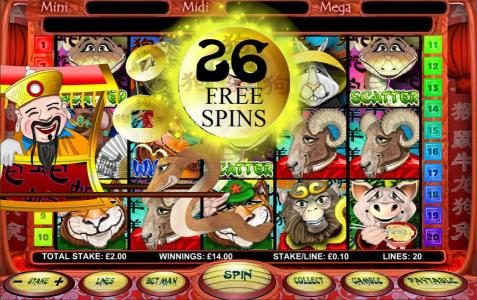 26 free spins awarded