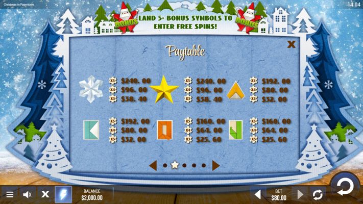 Christmas in Papertown :: Low Value Symbols Paytable