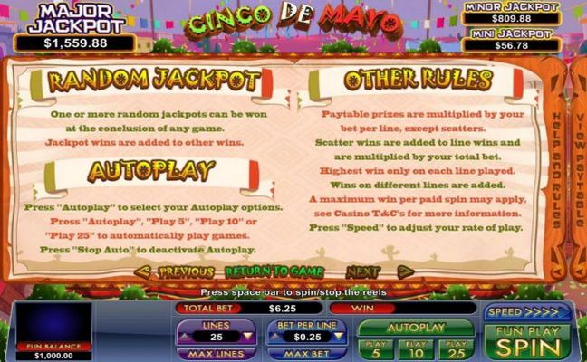 Random Jackpot Rules and General Game Rules