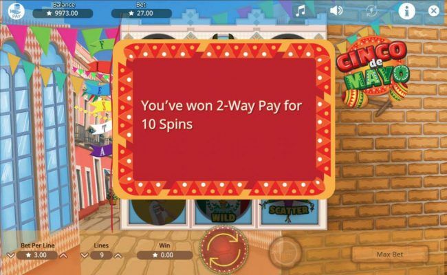 2-Way Pay feature activated for 10 spins