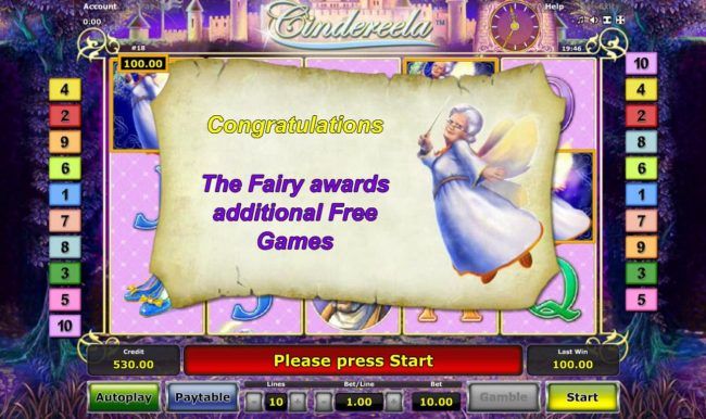 Fairy God-Mother awards additional free games.