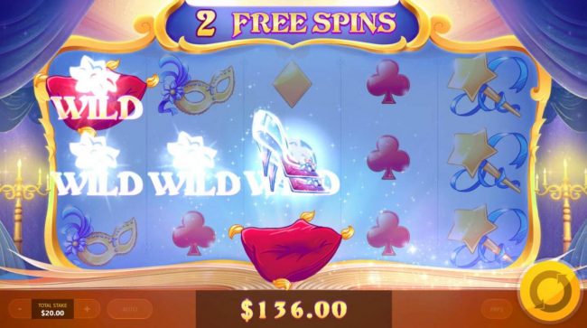 Slipper Trail feature changing symbols into wilds during the free spins feature.