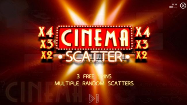 Player is awarded 3 free spins and multiple random scatters