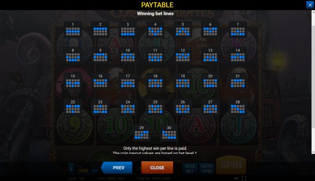 Paylines 1-30