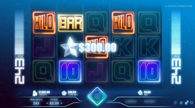 wild symbols make it possible to win a 300.00 jackpot.